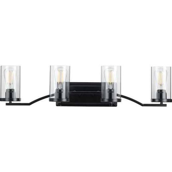 4 Light 120 volt Matte Black Vanity Clear Glass Light Fixture