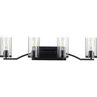 Progress Lighting 4 Light 120 volt Matte Black Vanity Clear Glass Light Fixture