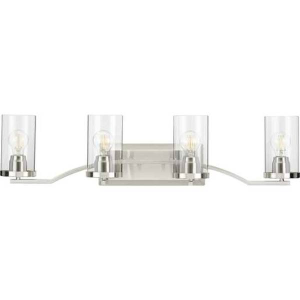 4 Light 120 volt Brushed Nickel Vanity Clear Glass Light Fixture