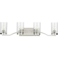 Progress Lighting 4 Light 120 volt Brushed Nickel Vanity Clear Glass Light Fixture