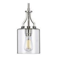 Progress Lighting 1 Light Brushed Nickel Clear Glass Shade Mini Pendant Light Fixture
