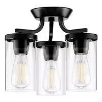 Progress Lighting 3 Light 120 volt Matte Black Clear Glass Shades Ceiling Light Fixture