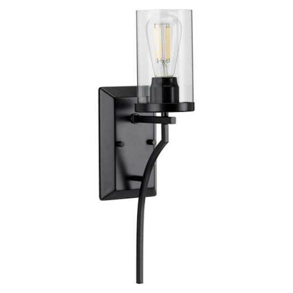 1 Light 120 volt Matte Black Vanity Clear Glass Light Fixture