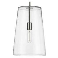 Progress Lighting 1 Light Brushed Nickel Clear Glass Cylindrical Shade Pendant Light Fixture