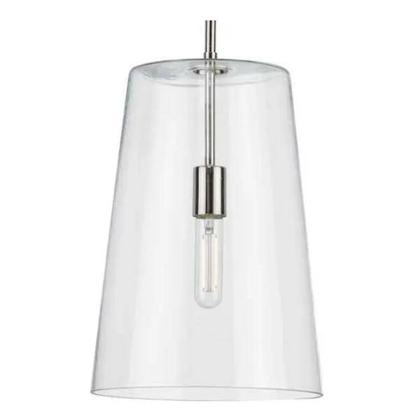 1 Light Polished Nickel Clear Glass Cylindrical Shade Pendant Light Fixture