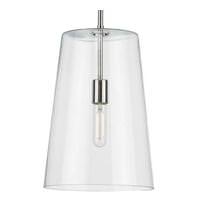 Progress Lighting 1 Light Polished Nickel Clear Glass Cylindrical Shade Pendant Light Fixture