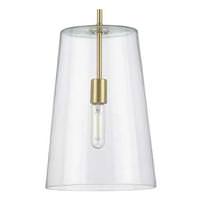 Progress Lighting 1 Light Satin Brass Clear Glass Cylindrical Shade Pendant Light Fixture