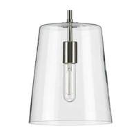 Progress Lighting 1 Light Brushed Nickel Clear Glass Cylindrical Shade Pendant Light Fixture