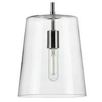 Progress Lighting 1 Light Polished Nickel Clear Glass Cylindrical Shade Pendant Light Fixture