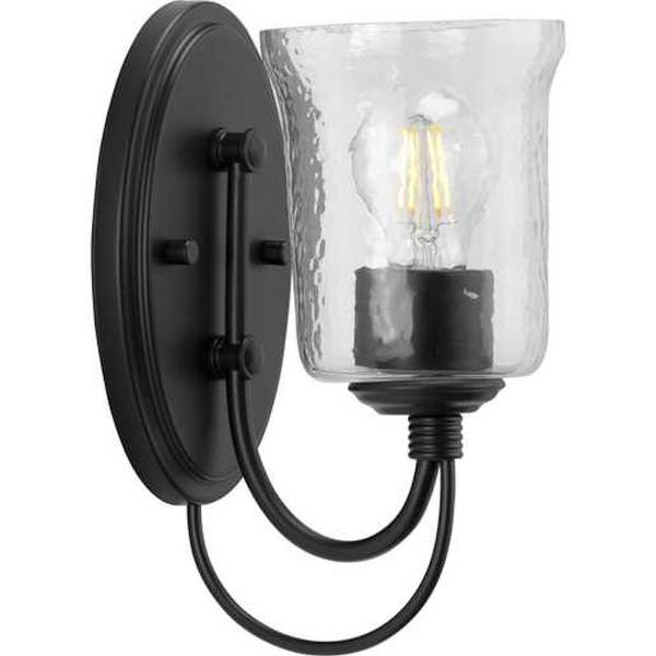 1 Light 120 volt Matte Black Vanity Clear Chiseled Glass Light Fixture