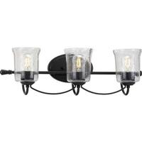 View 3 Light 120 volt Matte Black Vanity Clear Chiseled Glass Light Fixture