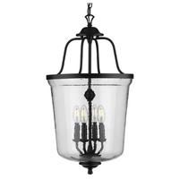 Progress Lighting 4 Light Matte Black Clear Chiseled Glass Panels Hall & Foyer Pendant Light Fixture