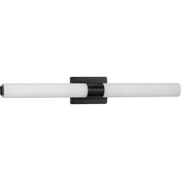 32" 53 watt 120 volt 3000K Matte Black White Glass Shade Dimmable Vanity Light
