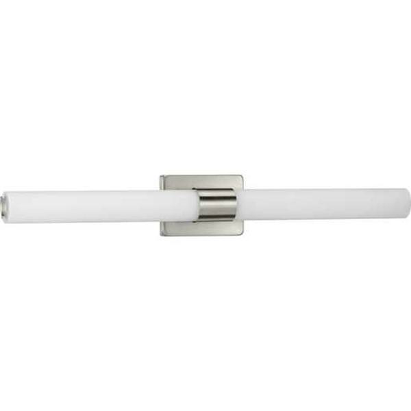 32" 53 watt 120 volt 3000K Brushed Nickel White Glass Shade Dimmable Vanity Light
