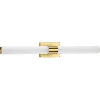 Progress Lighting 32" 53 watt 120 volt 3000K Satin Brass White Glass Shade Dimmable Vanity Light
