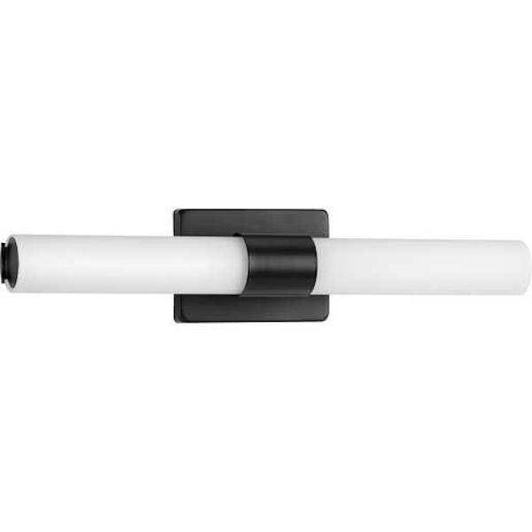 22" 36 watt 120 volt 3000K Matte Black White Glass Shade Dimmable Vanity Light