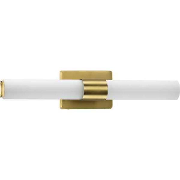 22" 36 watt 120 volt 3000K Satin Brass White Glass Shade Dimmable Vanity Light