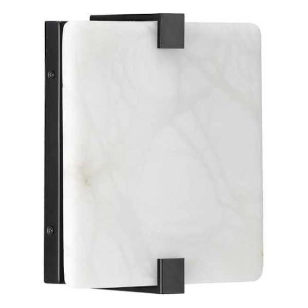 9.5 watt 120 volt 3000K Matte Black Alabaster Stone Shade Dimmable LED Wall Sconce