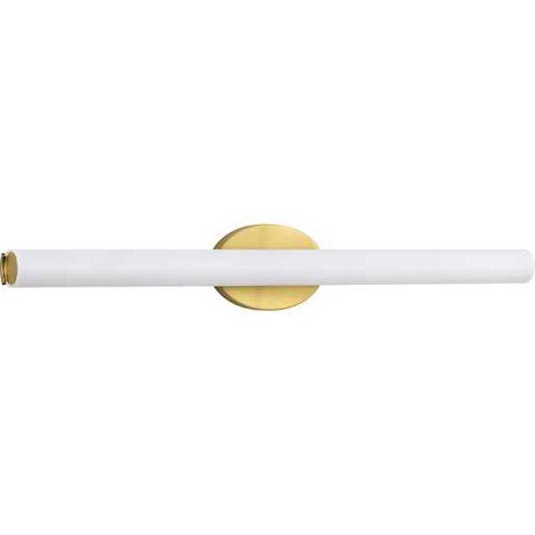 32" 50 watt 120 volt 3000K Satin Brass Etched Glass Shade Dimmable Vanity Light