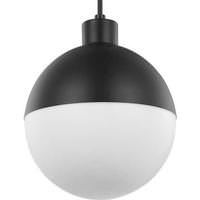 Progress Lighting 1 Light 9 watt 3000K Natural White Brushed Bronze Opal Glass Globe Dimmable LED Pendant Light Fixture