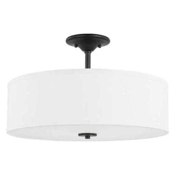 2 Light 120 volt Graphite Fabric Shade Ceiling Light Fixture