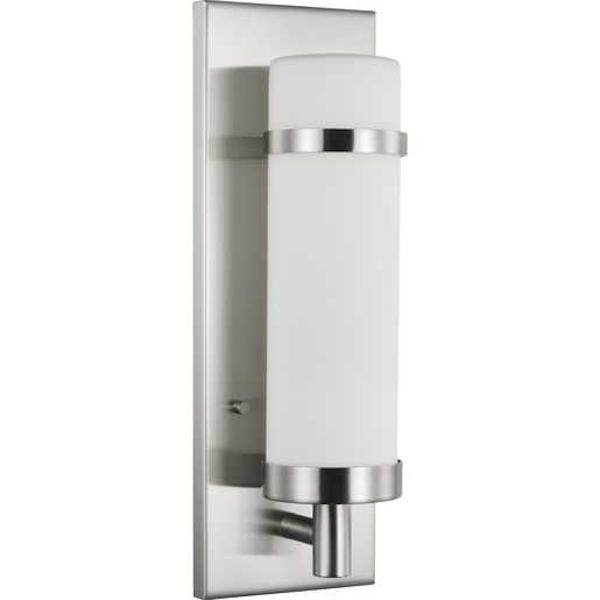 1 Light 120 volt Brushed Nickel Etched Opal Glass Light Fixture