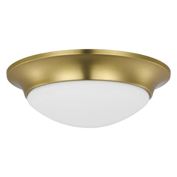 1 Light 120 volt Satin Brass Etched White Glass Ceiling Light Fixture
