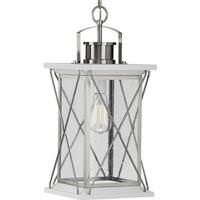 Progress Lighting 1 Light Stainless Steel with Clear Seeded Glass Large Hanging Light Fixture