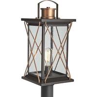 Progress Lighting 1 Light Antique Bronze with Clear Seeded Glass Large Post Top Light Fixture