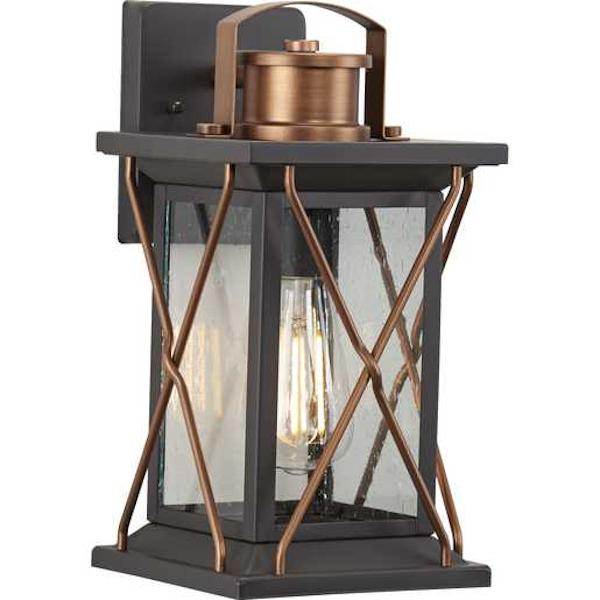 1 Light Antique Bronze with Clear Seeded Glass Small Wall Light Fixture