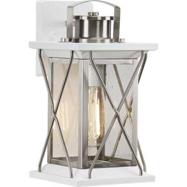1 Light Stainless Steel with Clear Seeded Glass Small Wall Light Fixture
