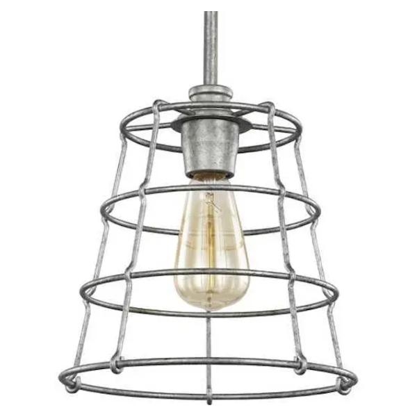 1 Light Galvanized Mini Urban Industrial Pendant Light Fixture