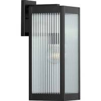 Progress Lighting 1 Light Black with Clear Ribbed Glass Felton Wall Light Fixture