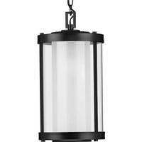Progress Lighting 1 Light Black with Etched/Clear Glass Irondale Large Hanging Light Fixture