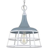 Progress Lighting 1 Light Blue Finish White Basket Shade Mini Pendant Light Fixture