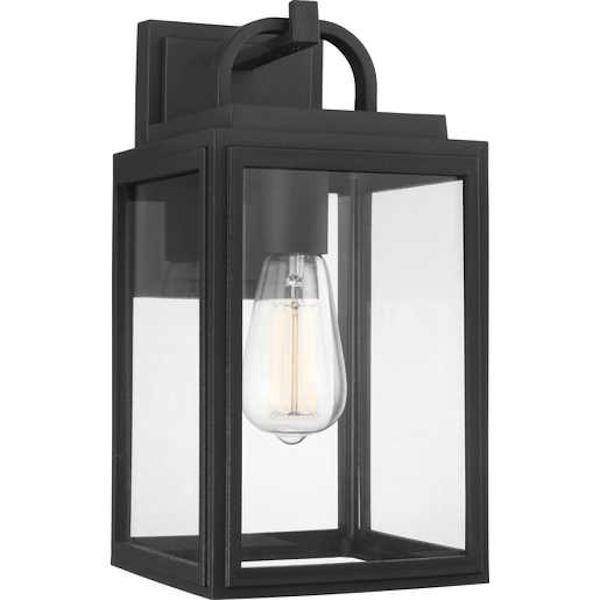 1 Light Black with Clear Glass Outdoor Grandbury Medium Wall Light Fixture