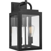 Progress Lighting 2 Light Black with Clear Glass Outdoor Grandbury Medium Wall Light Fixture