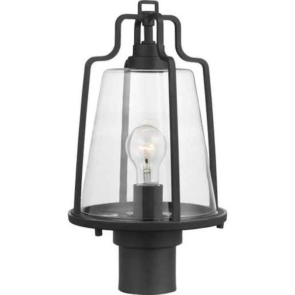 1 Light Black with Clear Glass Outdoor Benton Harbor Post Top Light Fixture