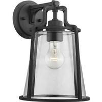 Progress Lighting 1 Light Black with Clear Glass Outdoor Benton Harbor Medium Wall Light Fixture