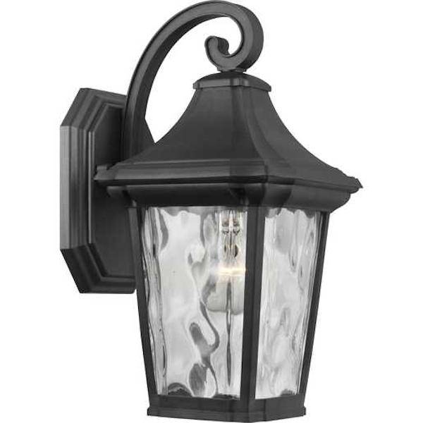 1 Light Black with Clear Water Glass Wall Light Fixture