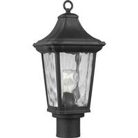 Progress Lighting 1 Light Black with Clear Water Glass Post Top Light Fixture