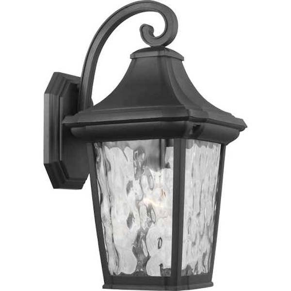 1 Light Black with Clear Water Glass Wall Light Fixture