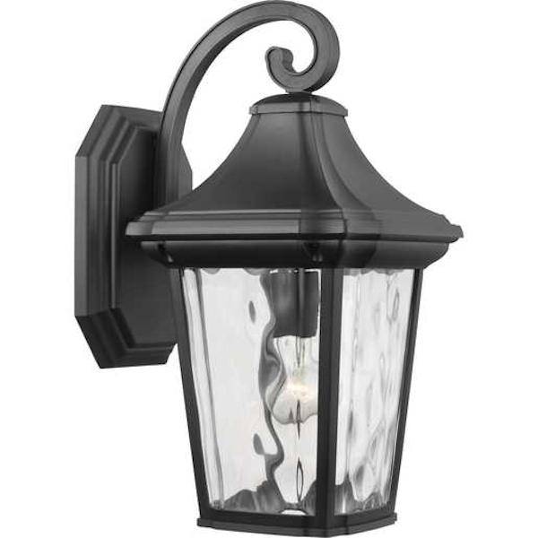 1 Light Black with Clear Water Glass Wall Light Fixture