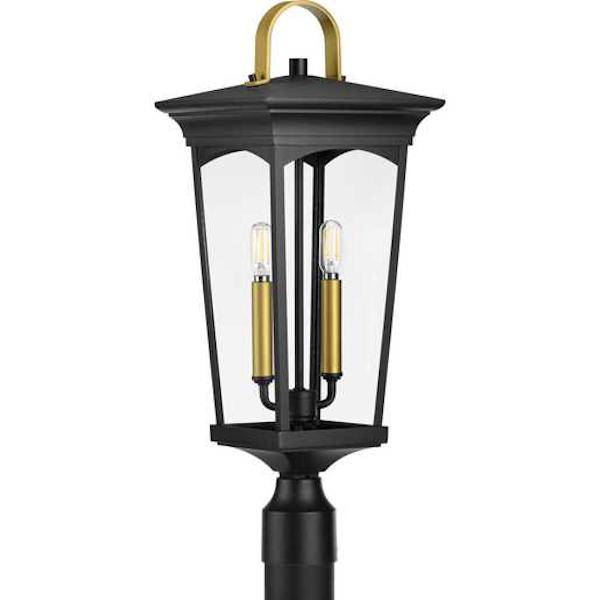 2 Light Black with Clear Glass Chatsworth Post Top Light Fixture