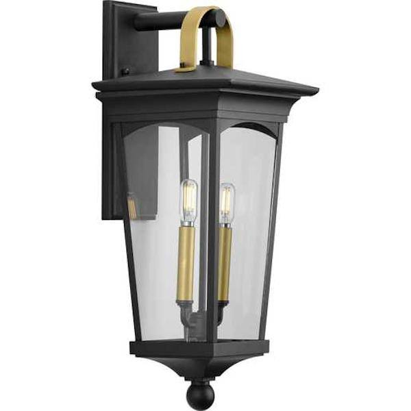 2 Light Black with Clear Glass Chatsworth Medium Wall Light Fixture