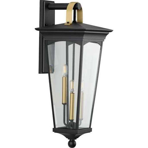 3 Light Black with Clear Glass Chatsworth Large Wall Light Fixture
