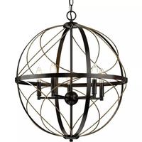 Progress Lighting 5 Light Antique Bronze Finish Gold Wire Accents Farmhouse Style Brandywine Collection Pendant Light Fixture