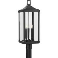 Progress Lighting 3 Light Black with Clear Beveled Large Glass Gibbes Street Post Top Light Fixture