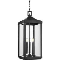 Progress Lighting 3 Light Black with Clear Beveled Glass Gibbes Street Hanging Light Fixture