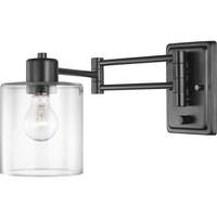 Progress Lighting 1 Light 120 volt Matte Black Vanity Clear Glass Swing Arm Light Fixture